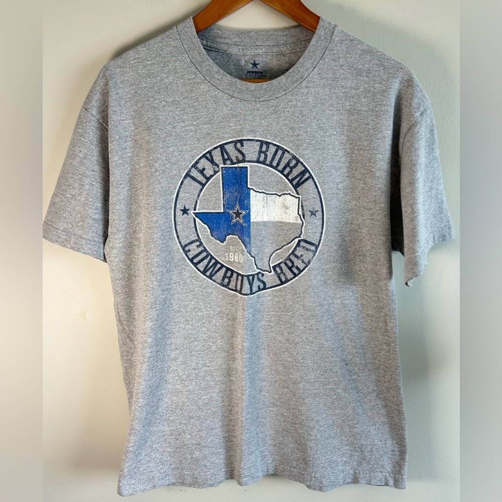 Vintage NFL Dallas Cowboys Shirt Mens L Gray Texas Born Cowboys Bred RARE